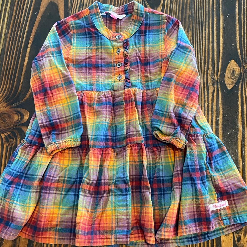 Ruffle Butts plaid long sleeve dress size 3T